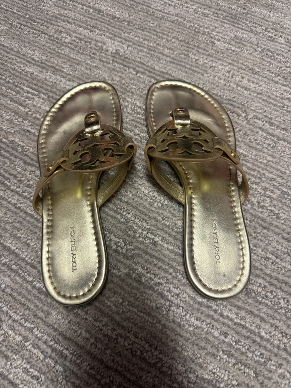 Tory Burch Metallic Gold Miller Thong Sandals - Picture 3 of 4